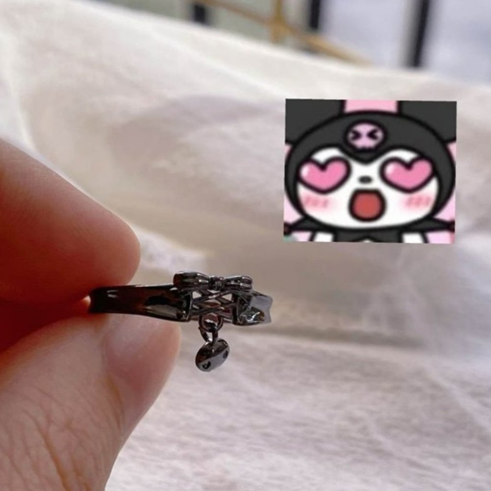 Sanrio Ring Kuromi Lolita Ring Lightweight Adjustable Dark Copper/Blackish